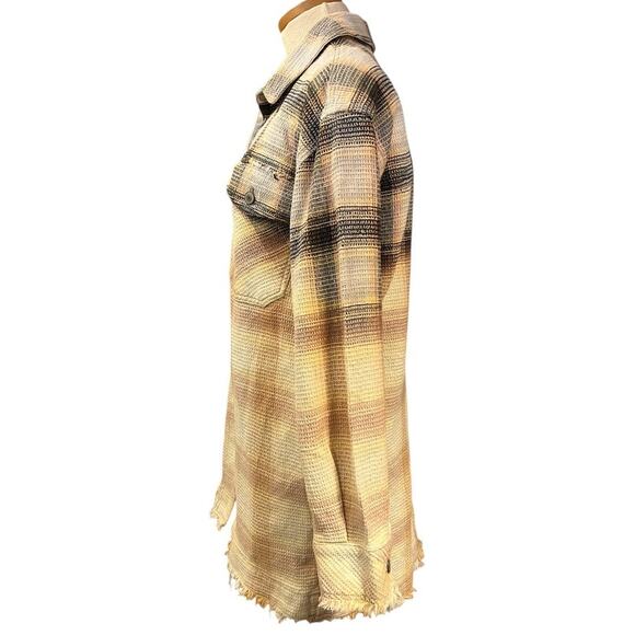 We The Free Anneli Mixed Plaid Shirt Jacket Sz S Oversized Western Boho Layering - Picture 2 of 10